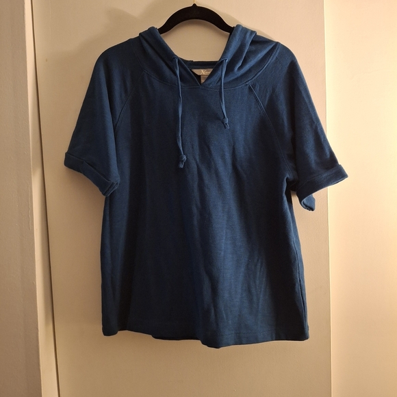 Natural Reflections Women's Royal Blue Short Sleeve Hoodie - Picture 1 of 7